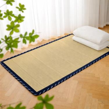 Imagem de Houseables Tapete de tatami, colchão de tatami, tapete de dormir japonês, colchão japonês, tapete de dormir de bambu, cama de chão Kotatsu, futon, goza, tradicional, grama rush, portátil, dobrável