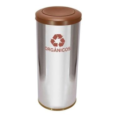 Imagem de Lixeira Em Aço Inox Com Tampa Meia Esfera Pintada 22l