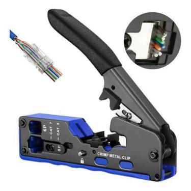Imagem de Alicate De Crimpar Rj45 Ez Passagem Rj11 Cat5e Cat6 Cat7 Pró - Kadê