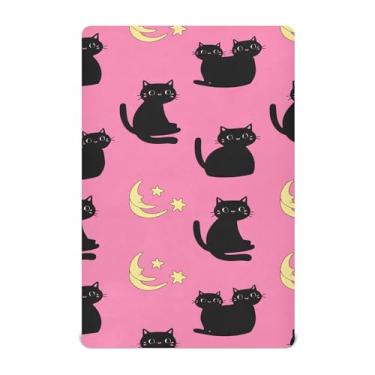 Imagem de SEHANY Lençóis de berço de gatos fofos para meninos e meninas, macio, respirável, elástico, lençol com elástico padrão para bebês de 27 x 99 cm
