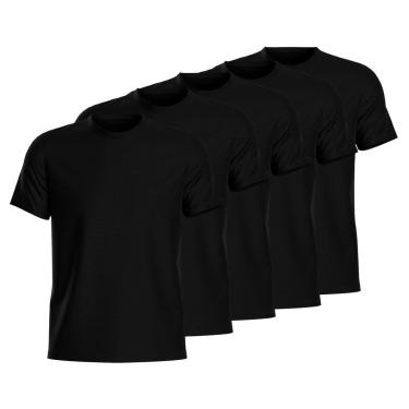 Imagem de Kit 5 Camisetas Masculina 100% Algodão Lisa Básica Verão-Masculino