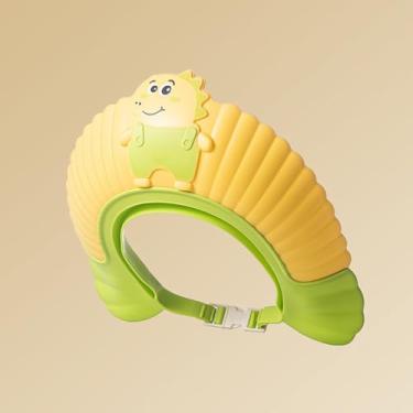 Imagem de Protetor de touca de chá de bebê, touca de chuveiro para crianças, chapéu de viseira para proteção dos olhos e ouvidos para crianças de 0 a 9 anos, formato de dinossauro fofo torna o banho do bebê