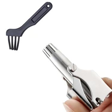 Imagem de Aparador manual de pelos do nariz - Ferramenta de cuidados de precisão de aço inoxidável para homens e mulheres, aparador portátil sem bateria com escova de limpeza (pacote com 1)