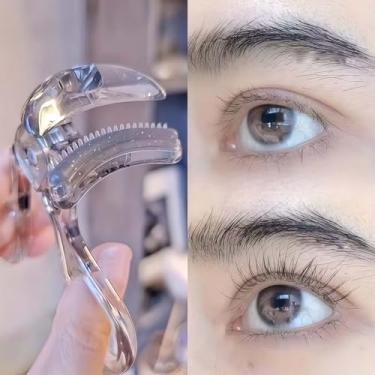 Imagem de Modelador de cílios de ângulo amplo, design transparente e modelador de cílios sem beliscar, mini ferramenta portátil para cachos naturais, fácil de usar para maquiagem diária