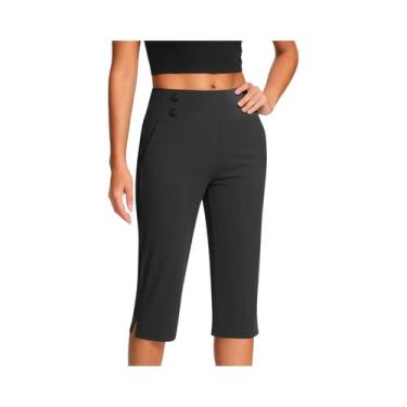 Imagem de Calças De Yoga Femininas De Cintura Alta Finas Com Bolso De Botão E Ba