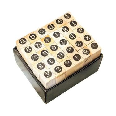 Imagem de Conjunto De Carimbos De Madeira Série Máquina De Escrever Com 30 Peças