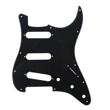 Imagem de Musiclily 11 Furos Escudo SSS Pickguard Strato para Guitarra Fender EUA/Mexicana Made Stratocaster Standard Estilo Moderno, 1 Camada Preto