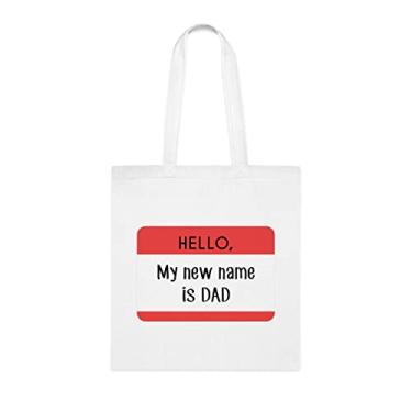 Imagem de Bolsa Hello My New Name Is Dad, para papai, bolsa de ombro para papai, bolsas reutilizáveis para papai, presente para papai da filha favorita, filho e filhos, Branco