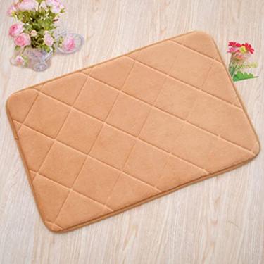 Imagem de Tapete de banheiro de espuma de memória absorvente macio antiderrapante veludo coral tapete de banheiro fácil de secar na máquina tapete de banheiro, cáqui 40 x 60 cm