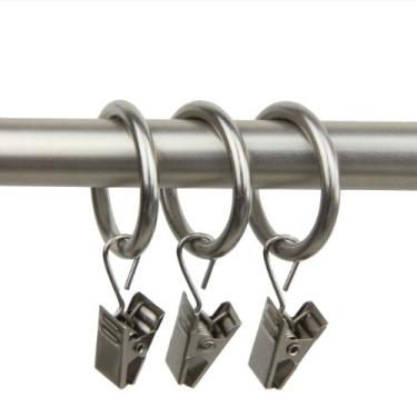 Imagem de Rod Desyne 10 anéis de cortina de 1 polegada com clipe para janelas, níquel acetinado