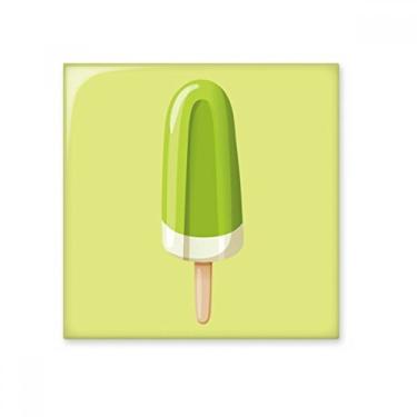 Imagem de Azulejo de cerâmica brilhante de picolé de feijão mungo verde picolé doce sorvete, pedra adornada de tijolos esmaltados