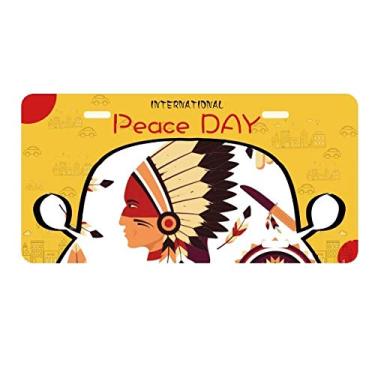 Imagem de DIYthinker Tiara indiana de pena tradicional americana placa de licença etiqueta decoração de carro dia da paz