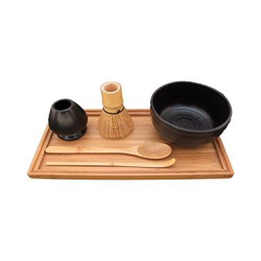 Imagem de Marca BambooMN – Conjunto de tigelas Matcha (inclui tigela, descanso, batedor de chá, Chasaku, colher de chá e bandeja) – Conjunto 1/2/10, Preto, 1