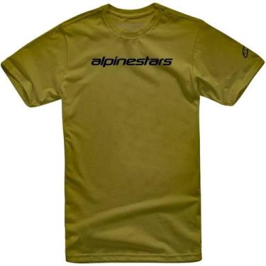 Imagem de Camiseta Alpinestars Linear Wordmark Verde Militar/Preto