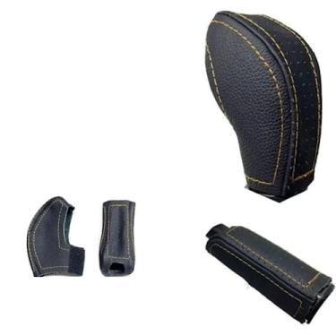 Imagem de Kit Capas Couro Manopla Câmbio Automático + Alavanca Freio de Mão Compativel com Ecosport Freestyle 2018