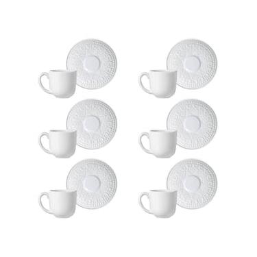 Imagem de Conjunto de Xícaras para Café Porto Brasil Agra Branco em Cerâmica Feldspática 112ml – 6 Peças
