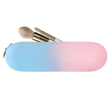 Imagem de Porta-pincéis organizador de maquiagem de viagem, estojo moderno com silicone macio, bolsa organizadora de produtos de higiene pessoal para pincéis de maquiagem, batons, sombra de olhos, lápis de sobrancelha Mengli