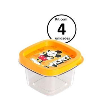 Imagem de Kit 4 Potes Com Tampa Do Mickey 200ml Porta Temperos E Alimentos - Pla