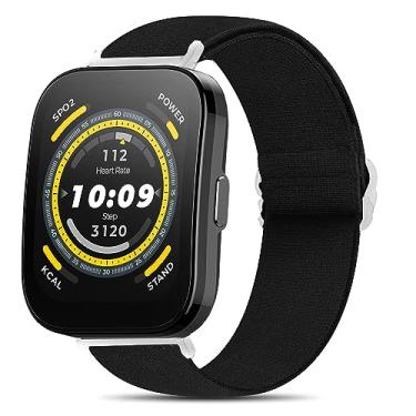 Imagem de Relógio inteligente compatível com Amazfit Bip 5, Lamshaw 22 mm elástico elástico ajustável compatível com Amazfit Bip 5 / Cheetah Pro / Cheetah / GTR 47mm / GTR 2 / GTR 3 / GTR 3 Pro / GTR 4 / GTR 2e / Falcon / Stratos Smartwatch (preto)