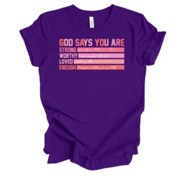 Imagem de Camiseta unissex com estampa Christian Valentine God Says You are Faith Bible Verse, Team Purple, M
