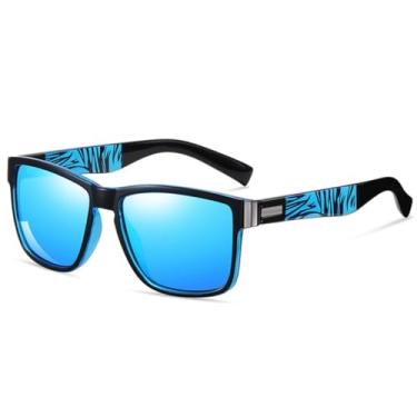 Imagem de Óculos de Sol Masculino Quadrado Polarizado Espelhado UV400 Lente Polarizada (Azul)
