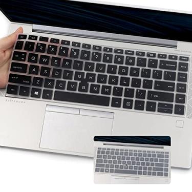 Imagem de 2 peças de capa de teclado para notebook HP EliteBook 840 G7 G8 14 polegadas 2022 2021, HP EliteBook 845 G7 G8 14 polegadas modelo de PC laptop US capa de teclado - preto + transparente