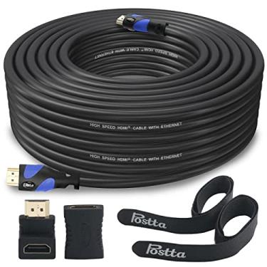 Imagem de Cabo HDMI Postta Ultra HDMI com cabo de 2 peças + 2 adaptadores HDMI suportam 4K 2160P, 1080P, 3D, retorno de áudio e Ethernet, Azul, 40FT