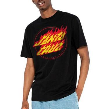 Imagem de Camiseta Masculina Santa Cruz Flaming Dot Front - PRETO / M-Masculino