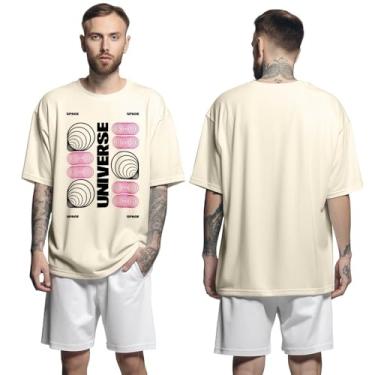 Imagem de Camisa Camiseta Oversized Streetwear Genuine Grit Masculina Larga 100% Algodão 30.1 Universe Space - Bege - M