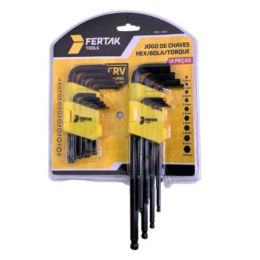Imagem de Kit de Chaves Hex/Bola/Torque 18 Peças Variadas Multifuncional Fertak