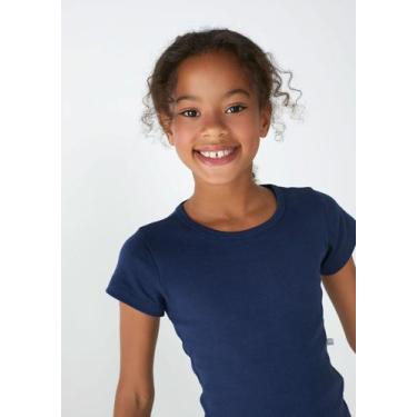 Imagem de Blusa Básica Infantil Menina Em Ribana - Azul Marinho - Hering