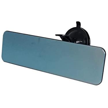 Imagem de Espelho retrovisor carro universal ângulo amplo panorâmico HD antirreflexo para interior do carro com ventosa cabeça rotativa de 270° (Sem moldura 280MM, Azul)