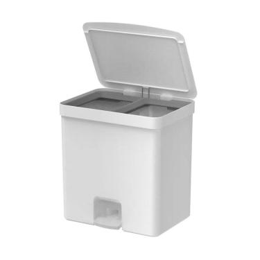 Imagem de Lixeira com Pedal Trium 20 L com Duplo Compartimento Branco