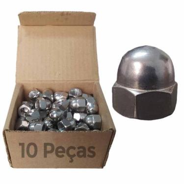 Imagem de Jogo 10 Unidades Porca Calota Cega Aço Inox 08 Milímetros - TOURO