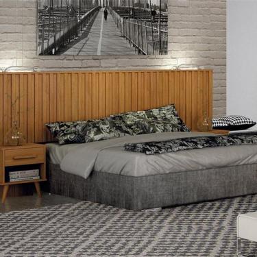 Imagem de Cabeceira Casal Milano Ripado com 2 Mesa de cabeceira - Leifer