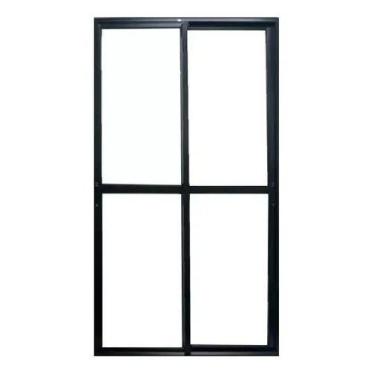 Imagem de Porta balcão 2 folhas 2,10x1,50 com fechadura no alumínio preto - Come