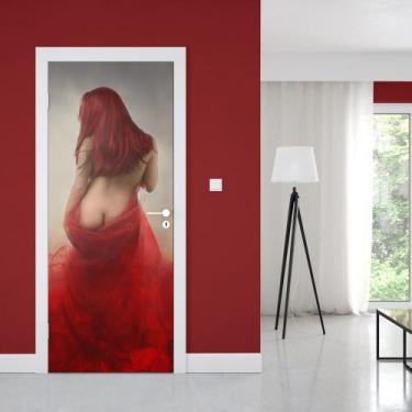 Imagem de Adesivo de Porta Mulher Ruiva Sensual - Império da Impressão, P - 70cm