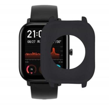 Imagem de Case Bumper Nsmart para proteção do smartwatch GTS, Preto silicone