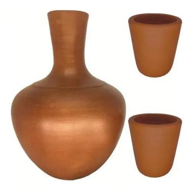 Imagem de Purificador De Agua Moringa Com Copos Botija Barro Decoração - RS Vale