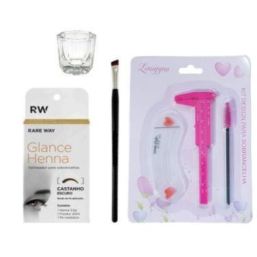 Imagem de Kit Henna Glance Sobrancelha Pincel Paquímetro Escova Dappen Profissio