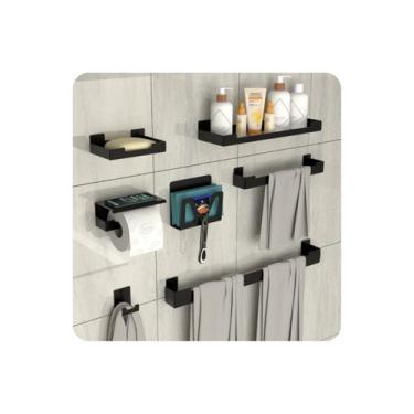 Imagem de Kit de Acessórios Para Banheiro 7 Peças Preto UN.ELG - Unidas