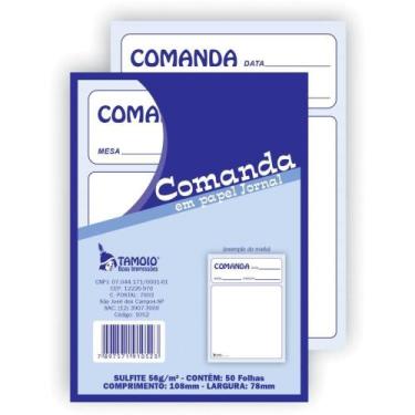 Imagem de Talão de Comanda Jornal 50 Folhas 80MM X 110MM - Pacote com 20 - Tamoi