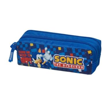 Imagem de Estojo Duplo Sonic Escolar Necessaire Infantil Meninos