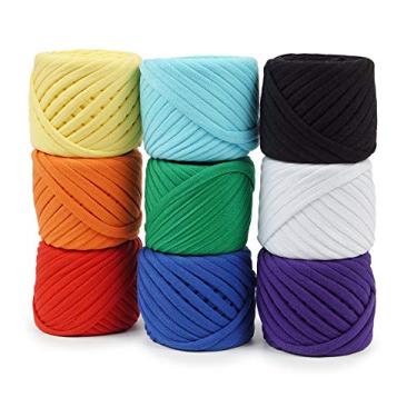 Imagem de T-Shirt Yarn Fettuccini Zpagetti Set, 9 Balls Total of 196 Yards, Tshirt Yarn Kit for Crocheting, Ribbon Cotton Yarn, Knitting Yarn Ball, T Yarn Organic, T-Yarn - Rainbow Set