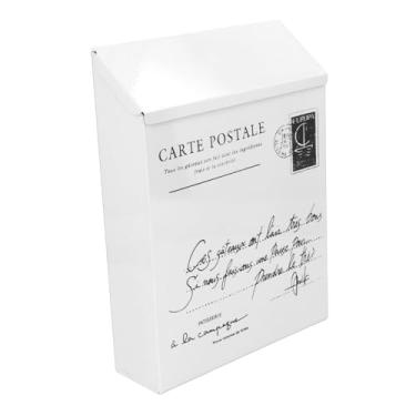 Imagem de Caixa de Correio de Ferro Montada na Parede Estilo Rústico Caixa de Sugestão Trancada 2 Chaves 3 Ganchos Escritório Doméstico à Prova D'água (Letras minúsculas em bege)