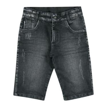 Imagem de Bermuda Look Jeans Corrosão Preta - UNICA - 8, 8, Preto