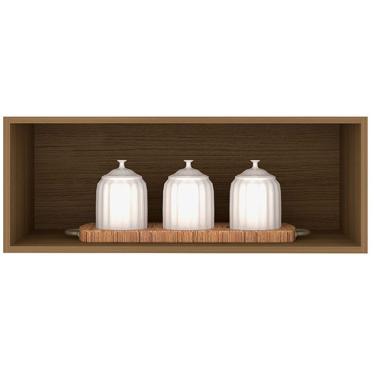 Imagem de Armário Aéreo Nicho Geladeira Evidence Sem Porta Poliman Móveis Carvalho