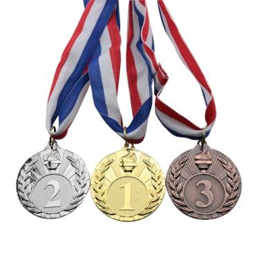 Imagem de JCBIZ 3 peças de medalhas de prêmio estilo troféu grandes medalhas de metal vencedor ouro prata bronze prêmios para competições esportivas