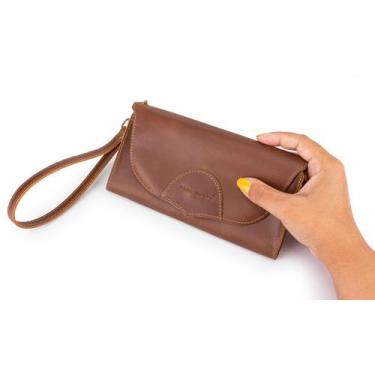 Imagem de Porta Celular Carteira Feminina Couro Legítimo Rústica - Ello Griff, Ú