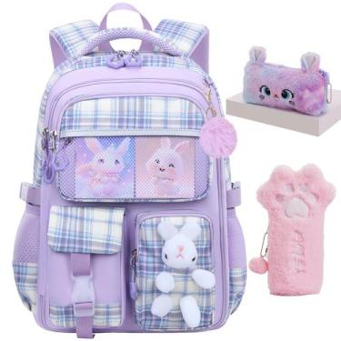 Imagem de Mochila Infantil KBGPW - Coelho Fofo para Meninas de 5 a 10 Anos - Rox